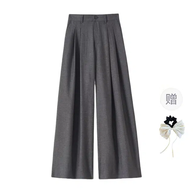 涂诗菲 高级感直筒高腰垂感复古宽松拖地休闲裤 女款