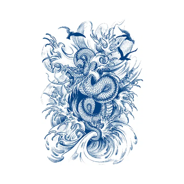 猎己  龙腾云海草本纹身贴 防水防汗不反光