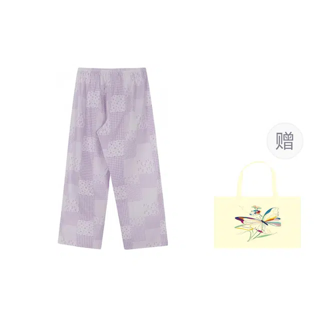 木清清 碎花时尚宽松休闲裤 女款 紫色
