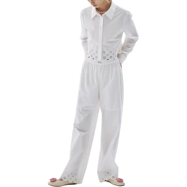 MARDI MERCREDI SS25 PANTS PUNCHING DETAIL_WHITE