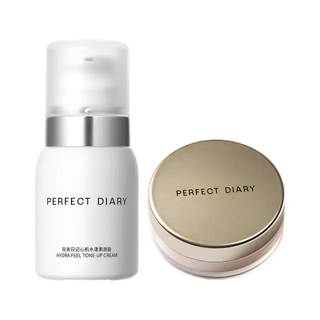 完美日记 云纱柔焦控油散粉心机水漾素颜霜彩妆套装 修饰肤色