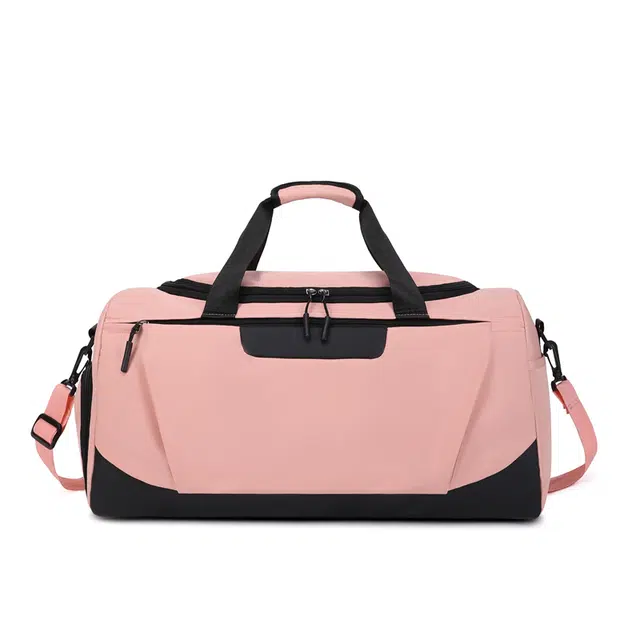 恒源祥 休闲运动风简约纯色拼黑色大容量便携式 尼龙 健身包手提包 男女同款情侣款 多色