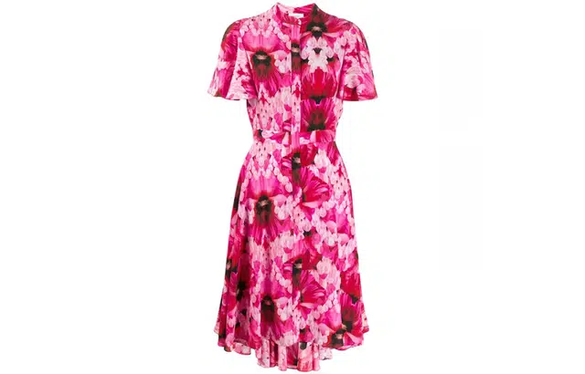 Alexander McQueen Floral Print Short Sleeve Dress