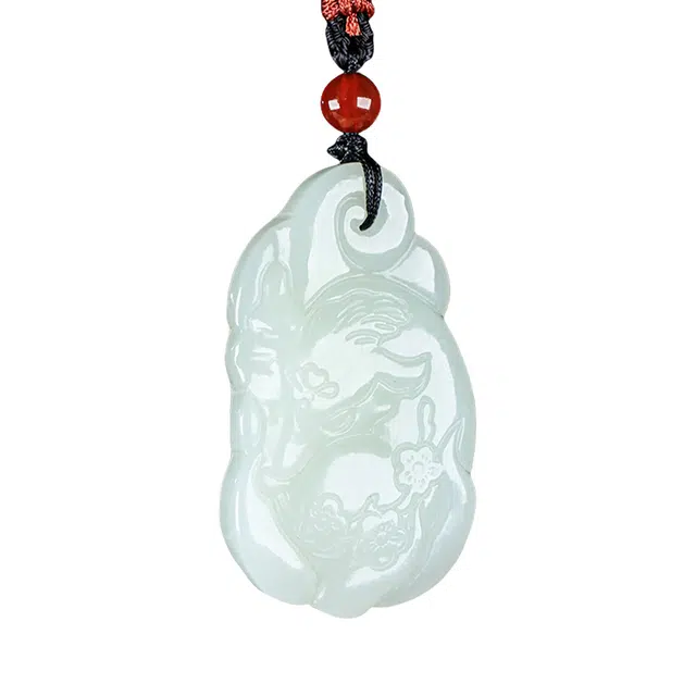 舒杰 【灵狐献瑞】古风守护招桃花爱情之神狐狸毛衣链 和田玉项链 白玉 男女同款情侣款