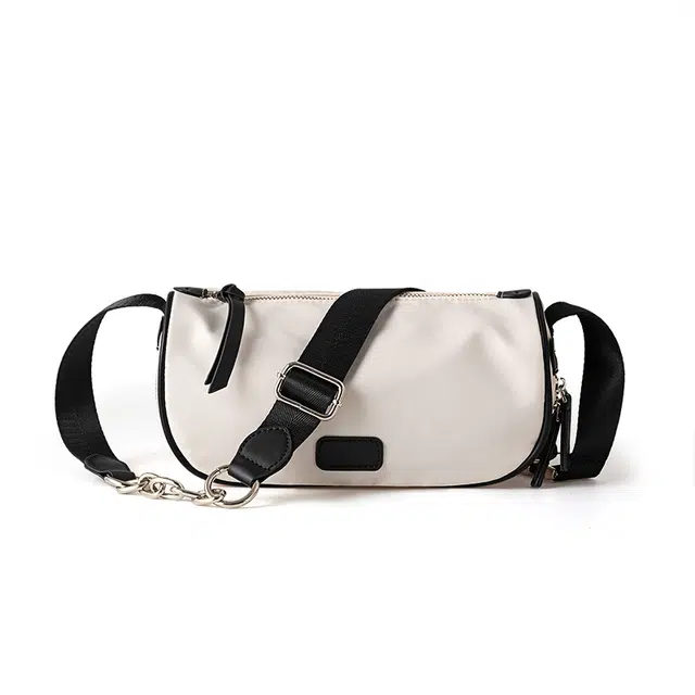 维尼奥 品牌时尚休闲百搭韩系女包高颜值潮流气质通勤包轻便实用大学生简约个性斜挎包 牛津布 单肩小方包 女款 黑色/米白色