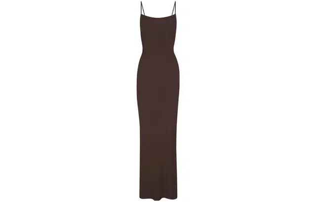 SKIMS SOFT LOUNGE LONG SLIP DRESS COCOA