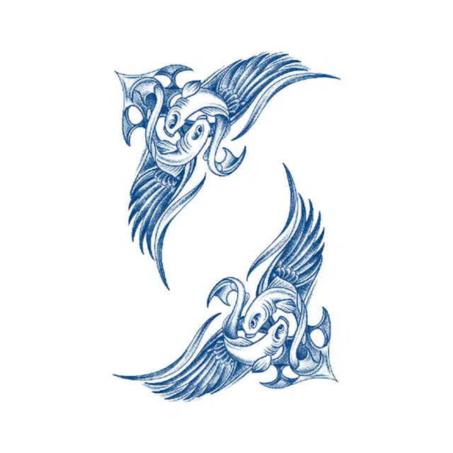 猎己  鱼翔飞地草本纹身贴 防水防汗不反光