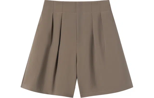 对白 高级休闲压褶宽松阔腿短裤 女款