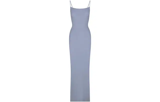 SKIMS SOFT LOUNGE LONG SLIP DRESS SLATE