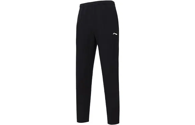 李宁 健身系列 纯色直筒针织运动裤 女款 黑色