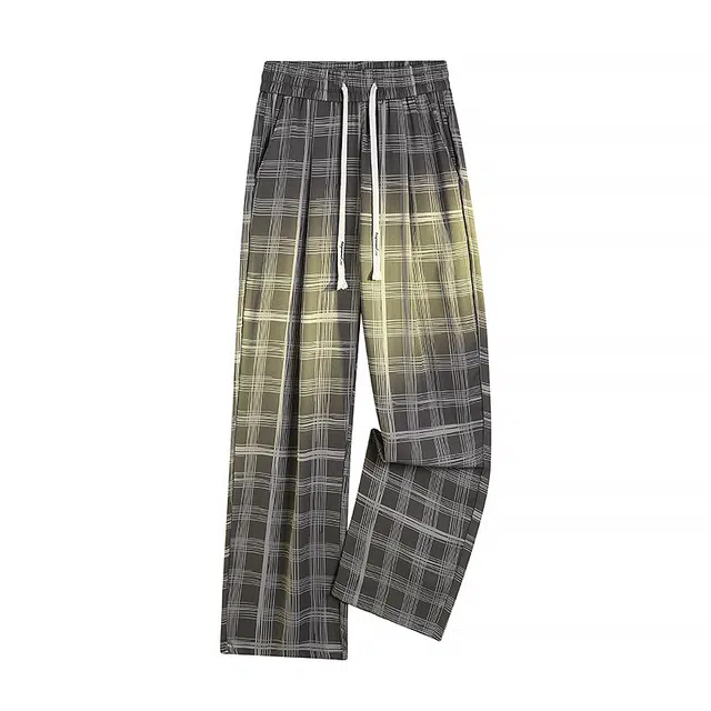 吾皇猫 格子宽松阔腿裤休闲裤 男女同款