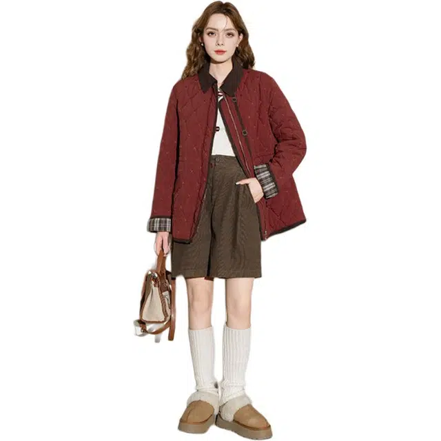 法文箱子 时尚百搭通勤棉服 女款 红色