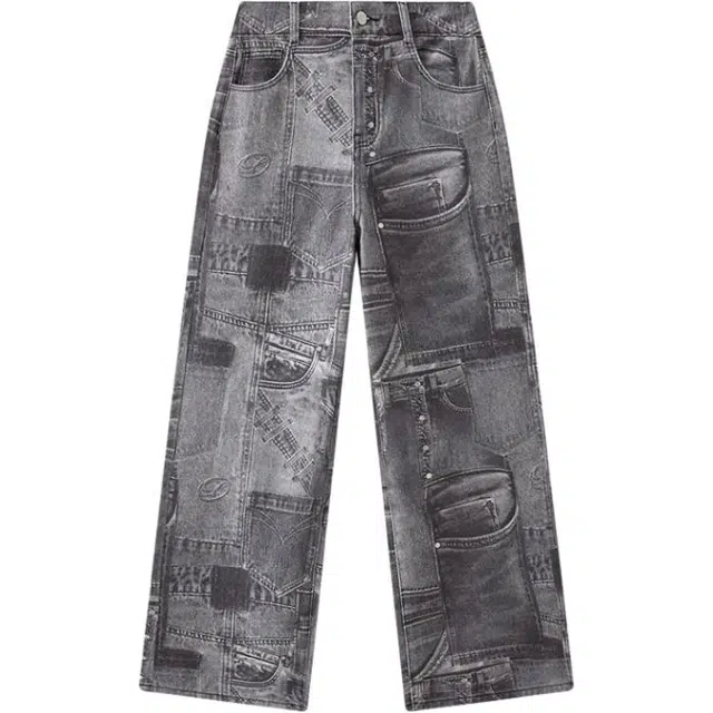 三福 满印自然腰百搭直筒休闲裤 女款