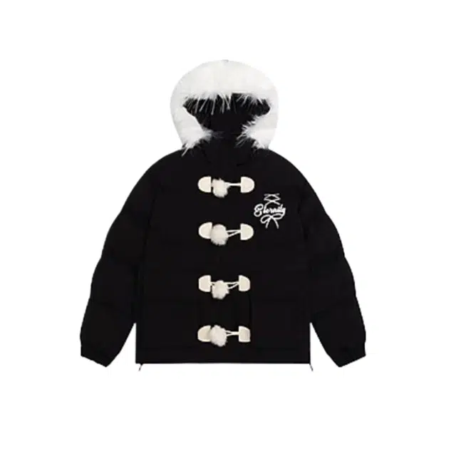 玉儿恋 刺绣连帽宽松设计感保暖棉服 女款