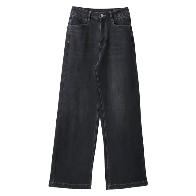 法儿家 直腿滤镜韩系小个子休闲直筒深色牛仔裤 女款 深灰色