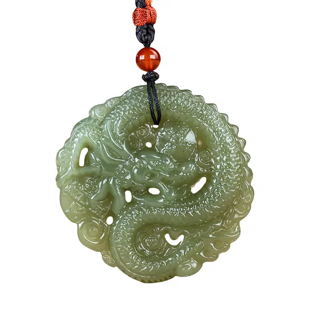 舒杰 【龙腾祥云】中国风本命年日进斗金生肖龙 项链 青白玉 男女同款情侣款