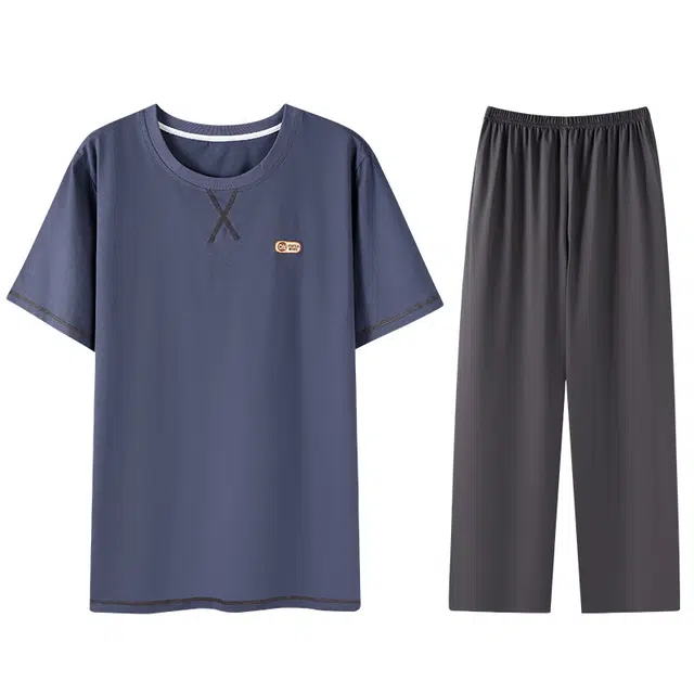 向薇 休闲时尚短袖上衣长裤居家服可外穿睡衣套装 男款