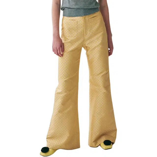MARDI MERCREDI SS25 FLARE PANTS FLOWER JACQUARD_YELLOW