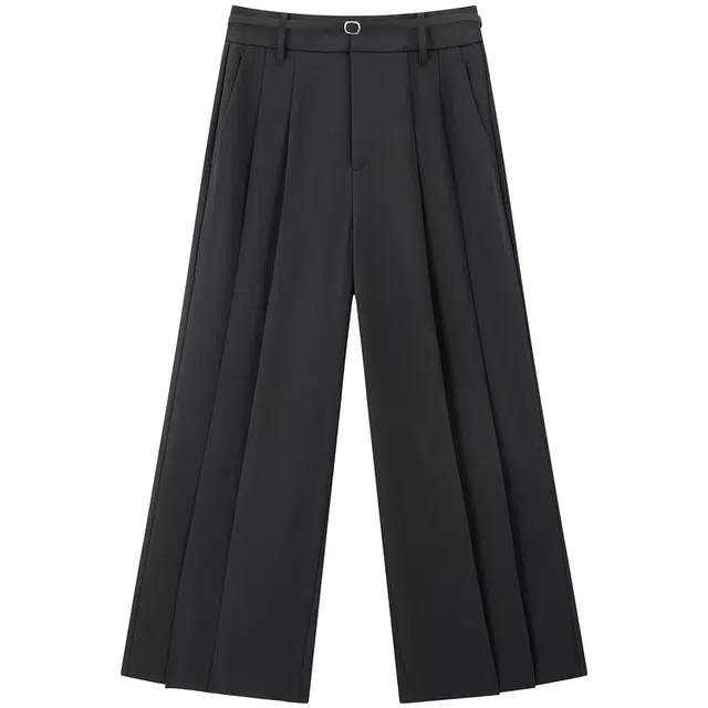 太平鸟 高腰大阔腿通勤西装阔摆休闲裤 女款 灰色