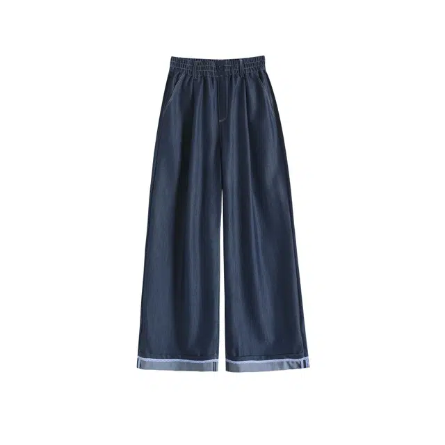 玫丝朵 纯色合身适中休闲裤 女款 深蓝色