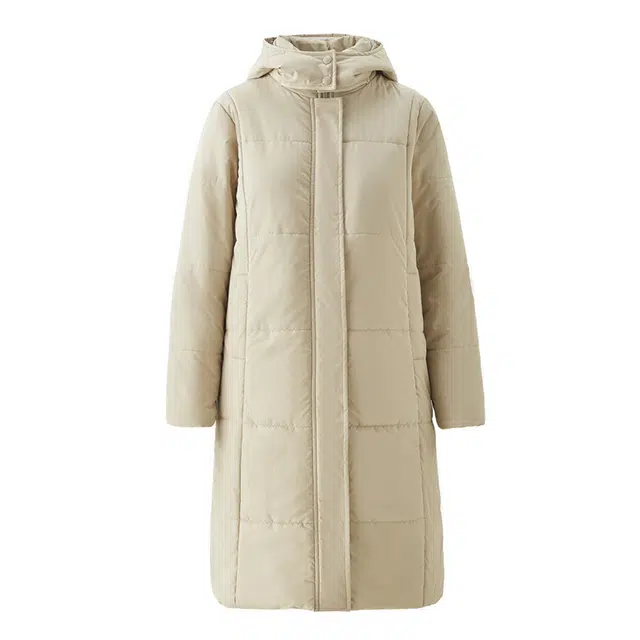 佐丹奴 保暖连帽中长款棉服 女款