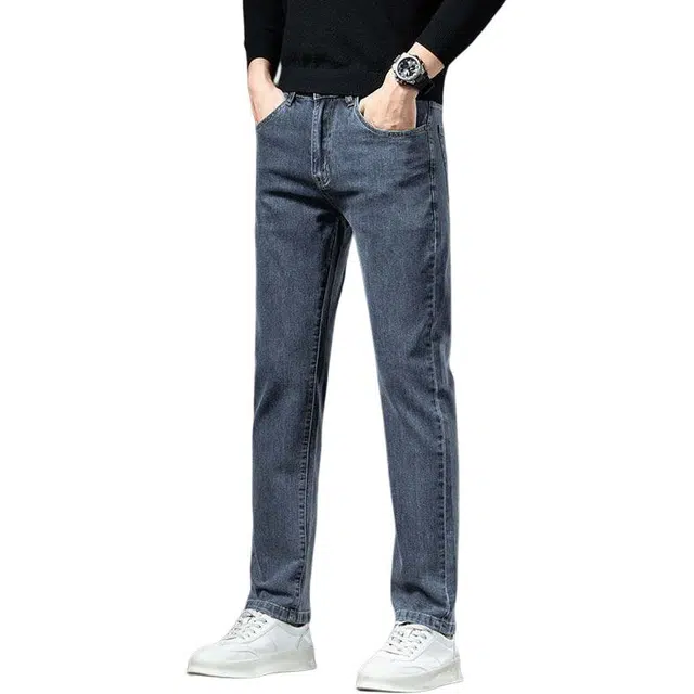 宝米卡 潮牌高端直筒舒适弹力裤子春秋牛仔裤 男女同款