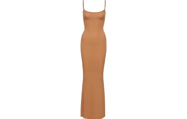 SKIMS SOFT LOUNGE LONG SLIP DRESS CAMEL