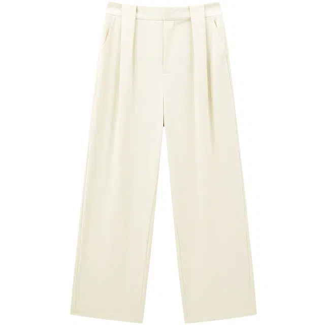 太平鸟 高腰垂感压褶直筒宽松百搭休闲裤 女款