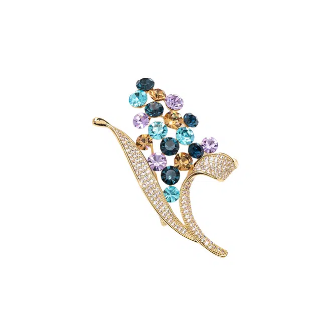 暖瞳 花束高端精致奢华彩色花形设计感小众西装 合金 胸针 女款