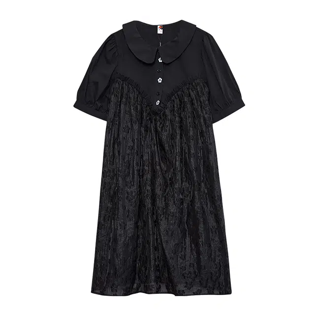 木果果木 纯色宽松套头中长款短袖连衣裙 女款