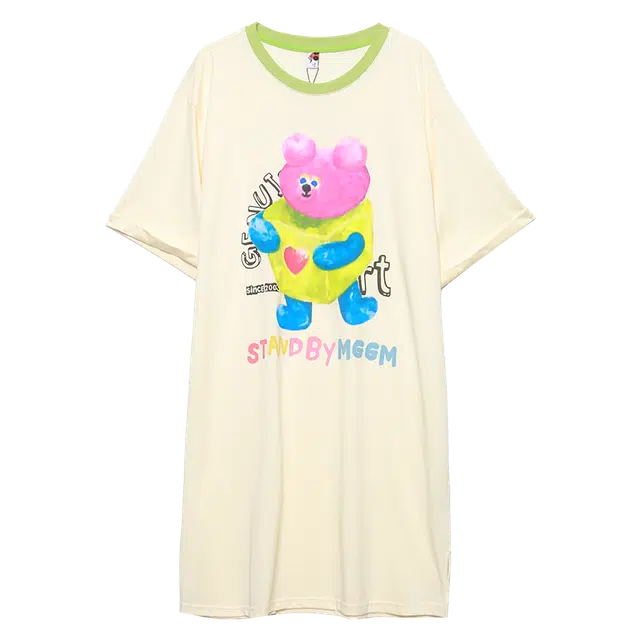 木果果木 休闲简约宽松舒适短袖连衣裙 女款