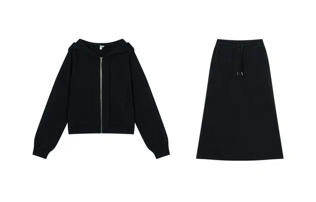 对白 索罗娜休闲卫衣套装连帽开衫直筒半身裙两件套 女款