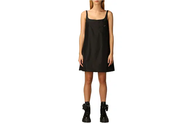 Prada FW22 Square Neck Dress Black