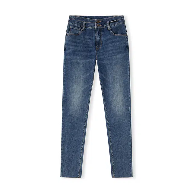 森马 设计感拼接毛边修身铅笔裤牛仔裤 女款