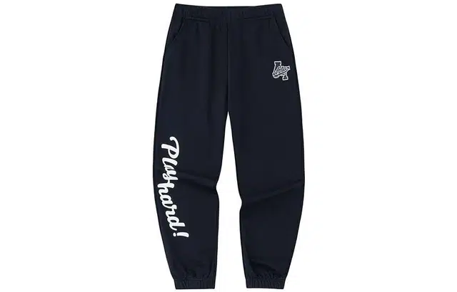 安踏 生活系列 运动文化飞盘联盟 字母印花束脚针织运动裤 女款 基础黑