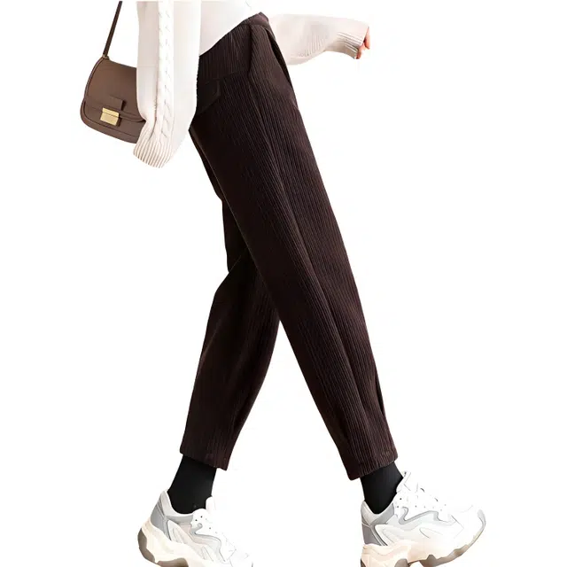 法文箱子 时尚简约通勤休闲裤 女款 深咖啡