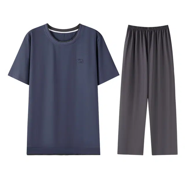 向薇 短袖长裤简约休闲时尚家居服可外穿睡衣套装 男款