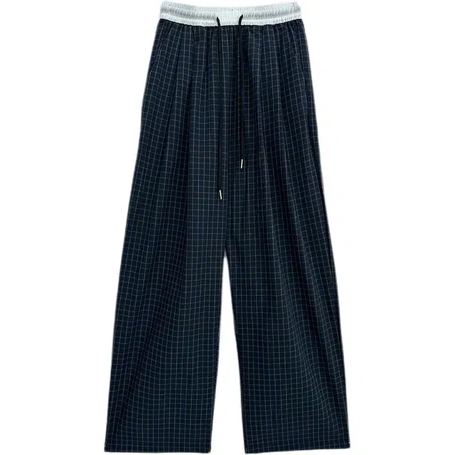 思蓓儿 格子阔腿裤设计感复古撞色宽松高腰休闲裤 女款