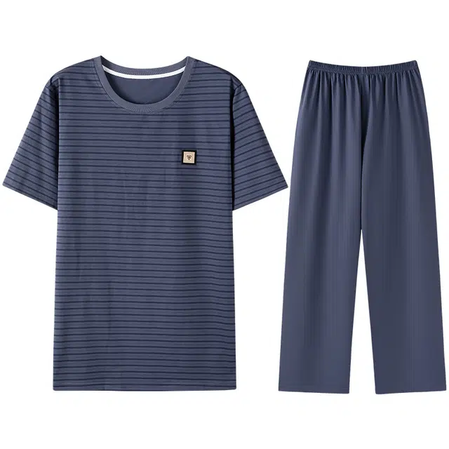 向薇 简约韩版休闲时尚可外穿长裤居家服睡衣套装 男款