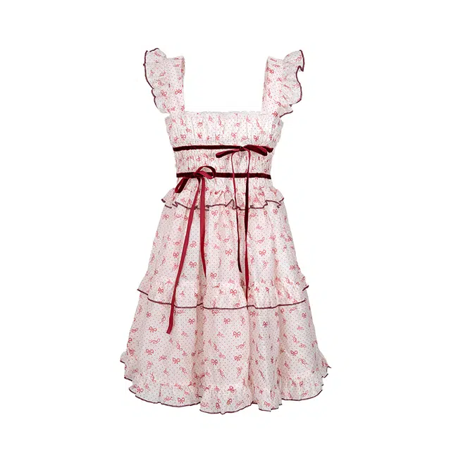 小镇姗姗 甜蜜花蕊~碎花吊带连衣裙女遮肉显瘦温柔风吊带裙