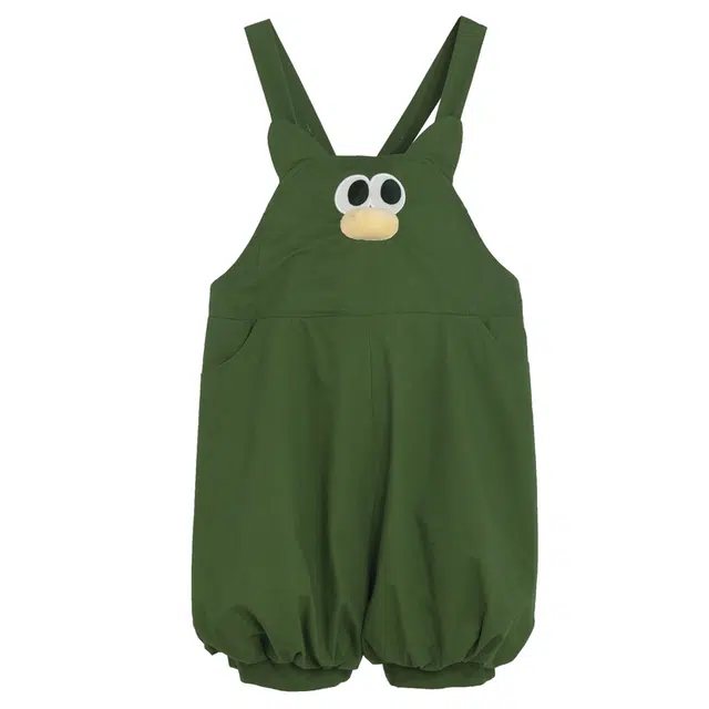 森女部落 叽叽哇哇萌趣立体设计感休闲背带裤闺蜜装夏 女款 绿色