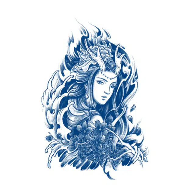 猎己  花神龙韵草本纹身贴 防水防汗不反光