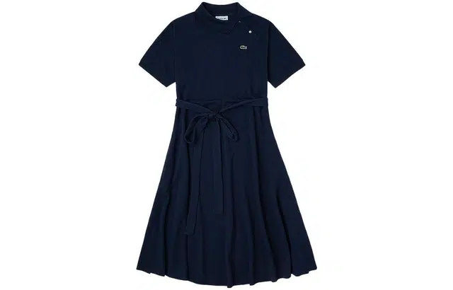 Lacoste SS22 Solid Side Tie Dress Navy