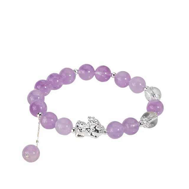 陌阡雪 【招财貔貅 八方来财】 日进斗金 新中式招财貔貅 纳福招财 梦幻紫高级感#好运天然 紫水晶 手串 女款