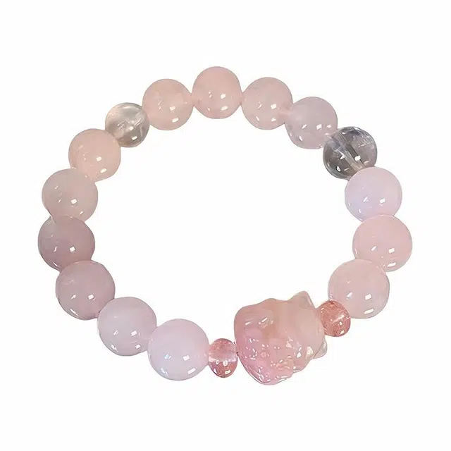 陌阡雪 【狐舞灵韵】新中式国潮 鸿运纳福 招桃花高级气质感#好运天然 粉水晶 手串 女款