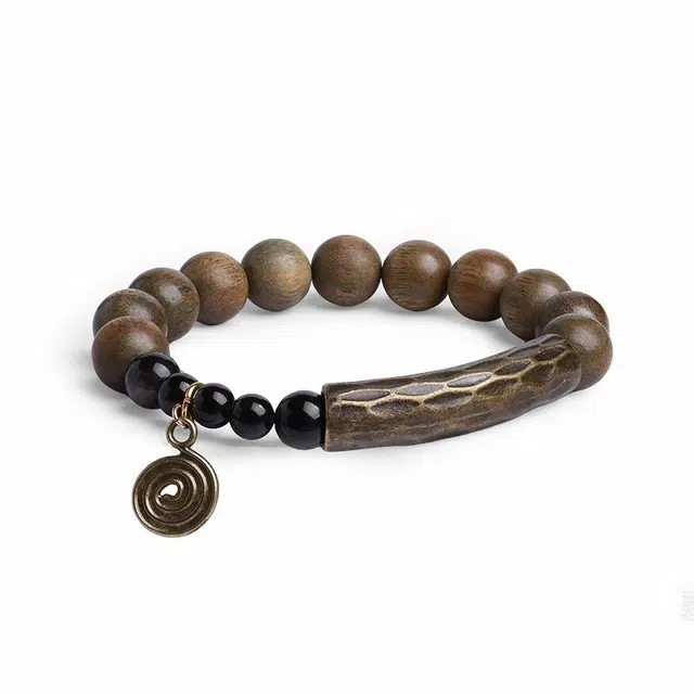 木盛缘 【个性魔法符】【快乐催化剂】新中式国潮复古炫酷财源滚滚招财纳福平安喜乐香水瓶单圈文玩好运 绿檀 手串 男女同款情侣款