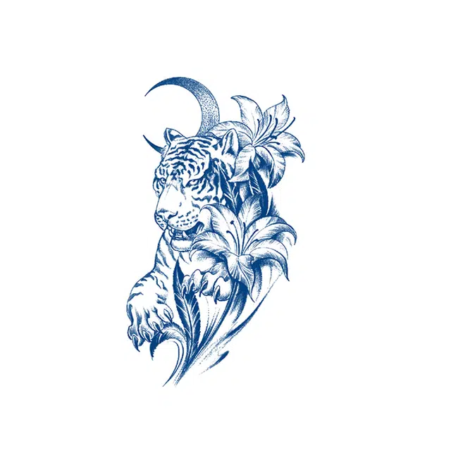 猎己  花虎之魂草本纹身贴 防水防汗不反光