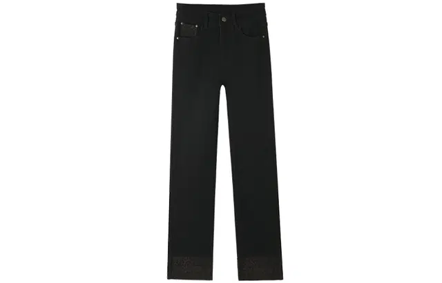 嬉皮少女 店长推荐 复古印花翻边直筒盾型后袋烟管裤牛仔裤 女款