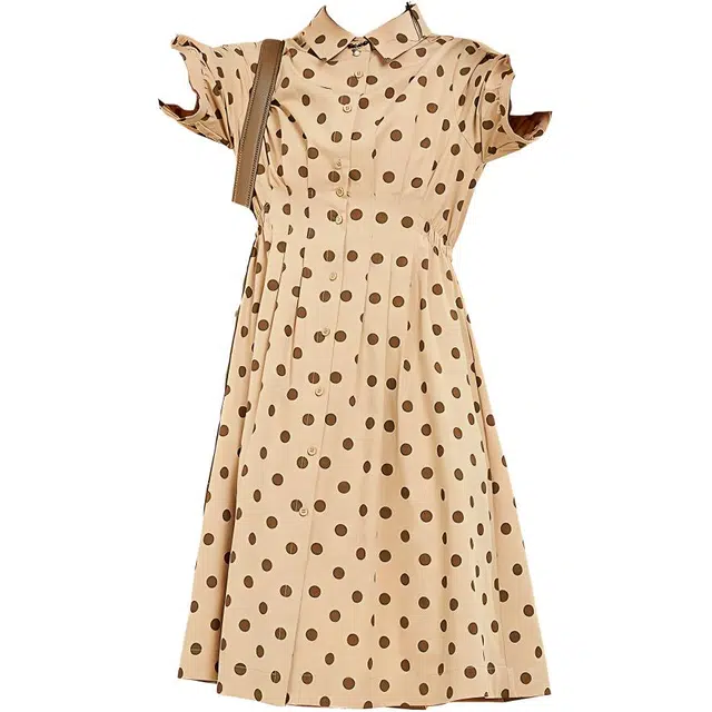 木果果木 翻领显瘦复古短袖连衣裙 女款 卡其