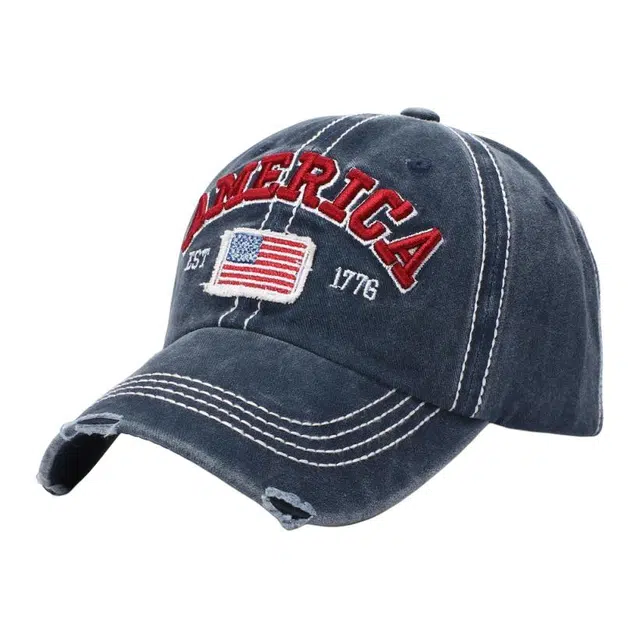 小猪班纳 欧美水洗做旧牛仔春夏休闲时尚百搭弯檐软顶遮阳 棉 鸭舌帽 男女同款情侣款